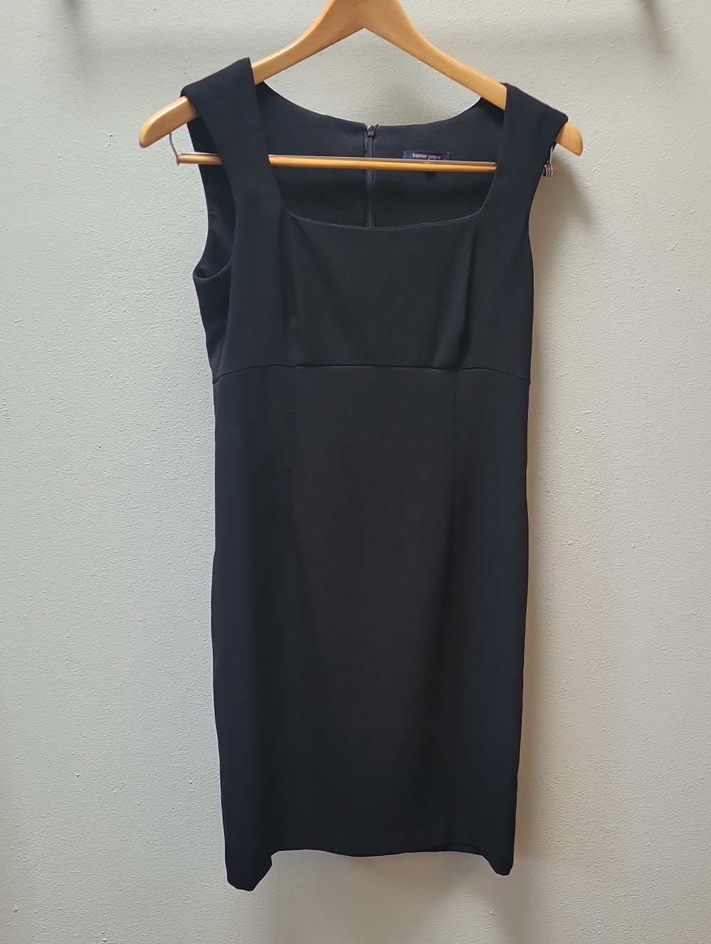 Boston Proper Black Square-Neck Sheath Dress